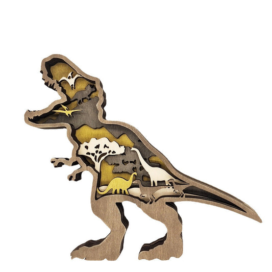 Handcrafted 3D Wooden Animal Sculpture Layered Carved Wood Art Decor for Home Office