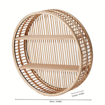 Handcrafted Bamboo Wall Shelf Unique Round Design for Stylish Storage