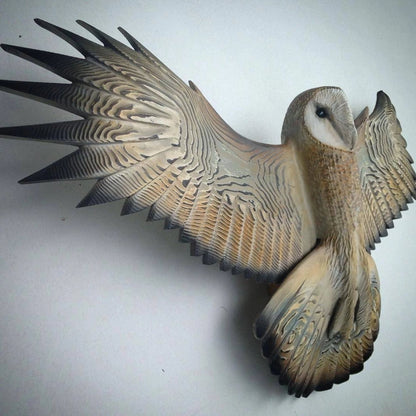 Handcrafted Barn Owl Wall Sculpture – Hand-Painted, Durable, UV-Protected