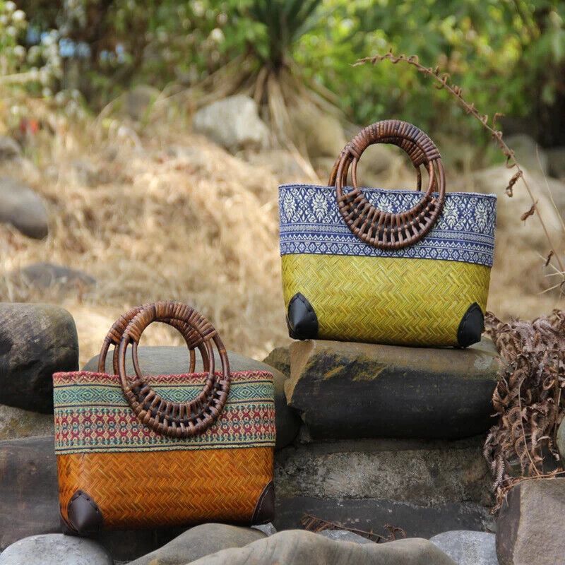 Handcrafted Patterned Handbag Vibrant Woven Design Zip Pocket Purse