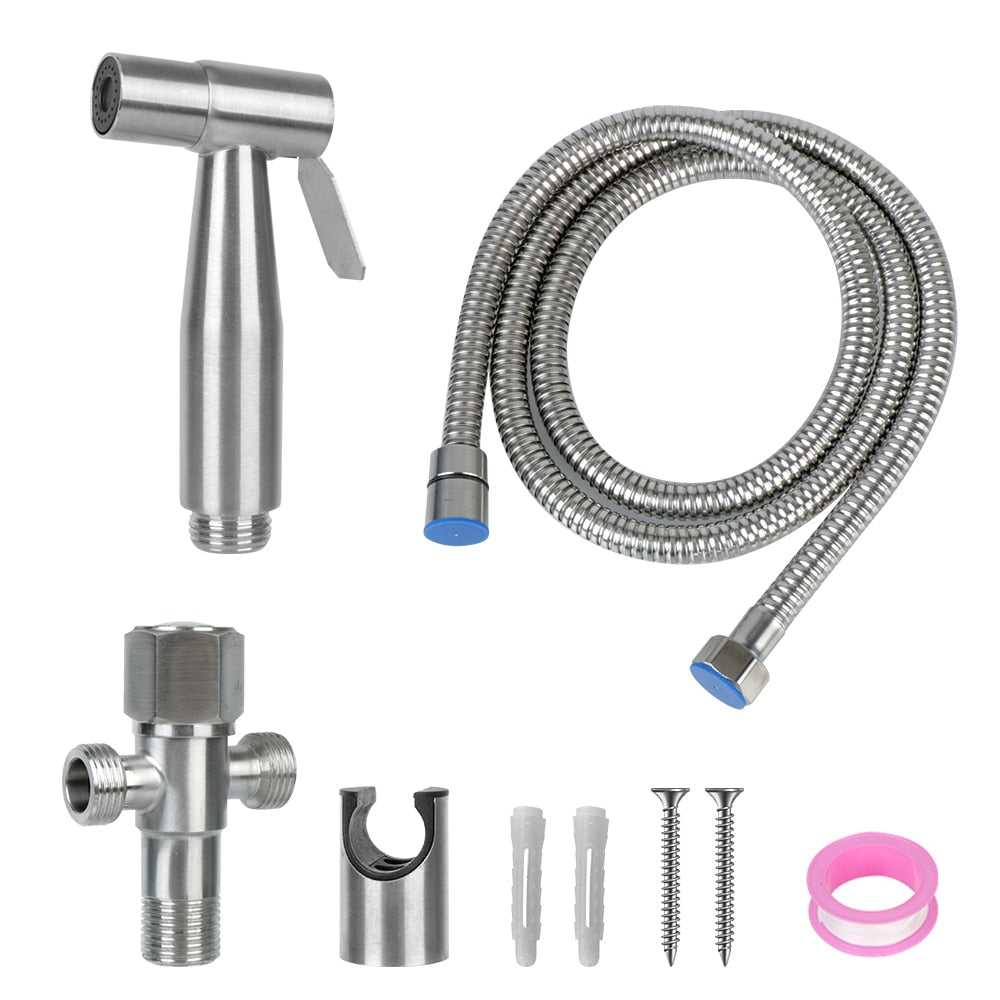 Handheld Bidet Spray Stainless Steel Adjustable Water Pressure Bathroom Hygiene Cleaner
