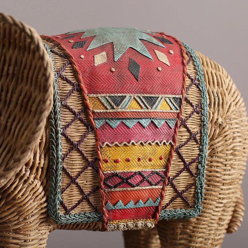 Handmade Elephant Decorative Figurine Hand Painted Resin Animal Ornament