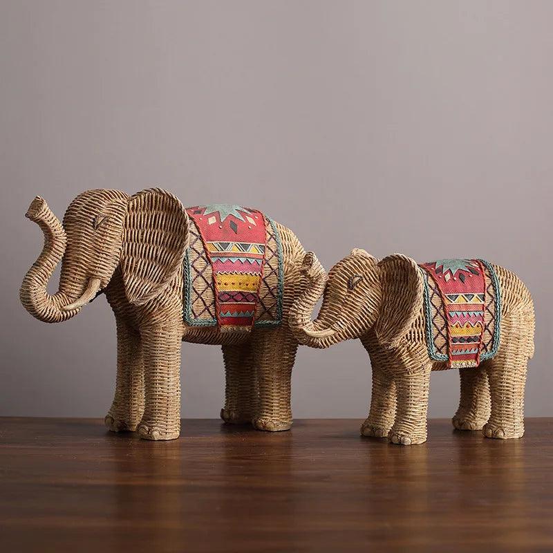 Handmade Elephant Decorative Figurine Hand Painted Resin Animal Ornament