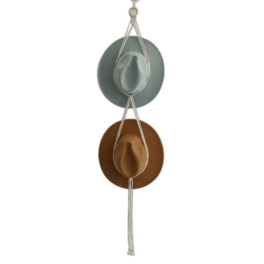 Handmade Linen Wall Hat Rack Boho Hanging Hat Organizer Decorative Wall Storage