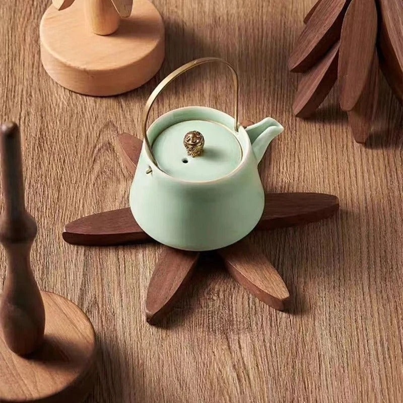 Handmade Wooden Coaster and Trivet Set Heat Resistant Drink Coasters Table Protection