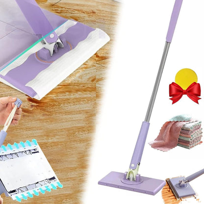 Hands Free Floor Cleaning Mop with 360 Swivel Head Reusable Pad System