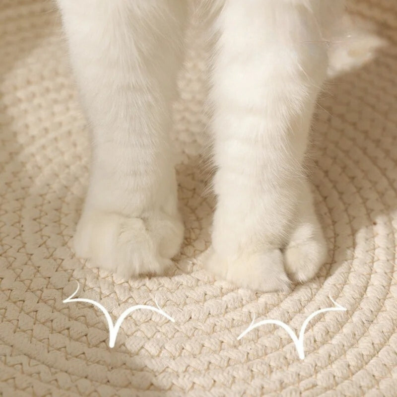 Handwoven Rope Cat Bed High Wall Cozy Indoor Cat Basket Washable Round Pet Nest