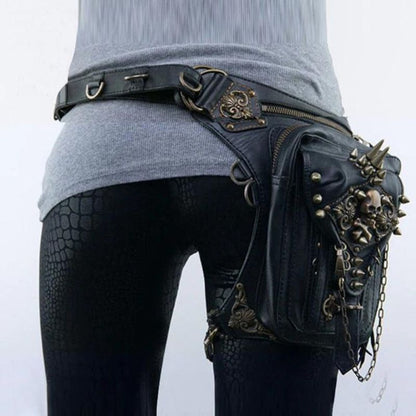 Harness Style Crossbody Bag Adjustable Straps Multi Zip Pocket Statement Purse