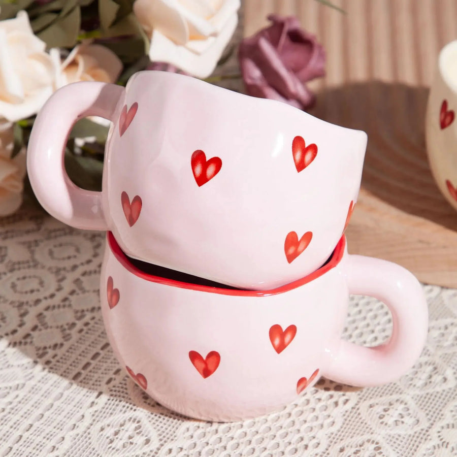 Heart Shaped Coffee Mug Romantic Love Mug for Couples Cute Coffee Cup for Hot Drinks