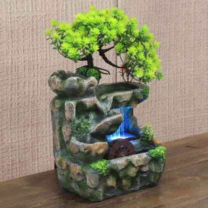 Indoor LED Water Fountain Bonsai Tabletop Waterfall Fountain Decorative Zen Relaxation Home Decor