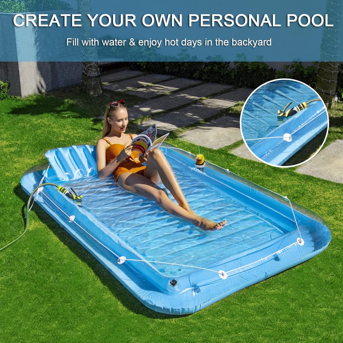 Inflatable Suntan Pool Lounge Float Full Body Sunbathing Mat