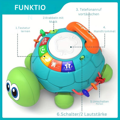 Interactive Turtle Baby Toy with Music Learning Button and Pretend Phone