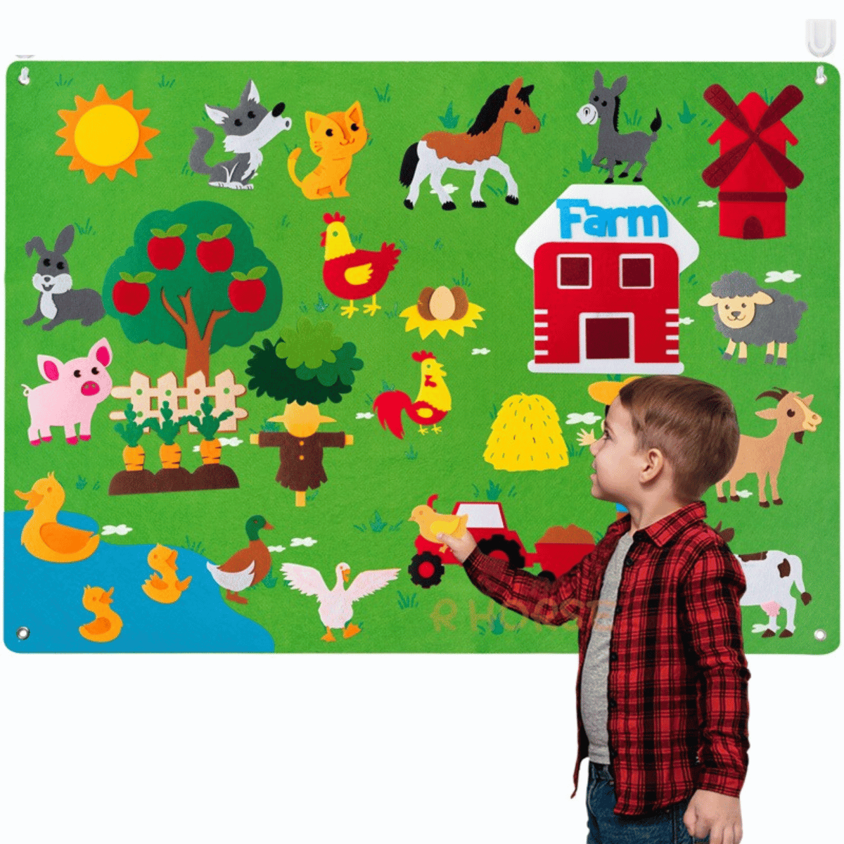 Kids Felt Story Board Animal Storytelling Play Set Interactive Learning Toy for Creative Play and Travel