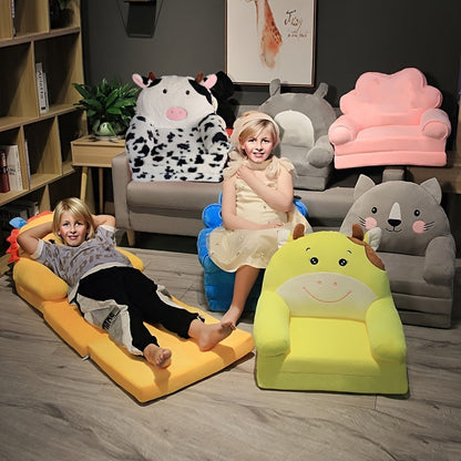 Kids Foldable Sofa Chair for Children Soft Plush Toddler Couch with Memory Foam Cushion for Playroom Bedroom