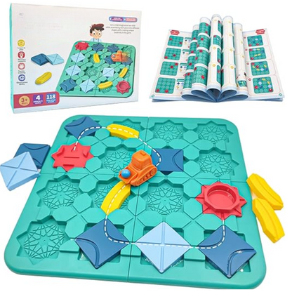 Kids Puzzle Car Track Building Game with Logic Blocks and Problem Solving Challenges