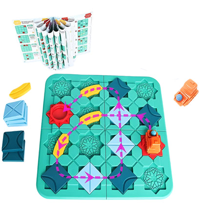Kids Puzzle Car Track Building Game with Logic Blocks and Problem Solving Challenges