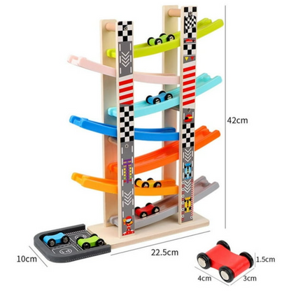 Kids Steering Wheel Car Ramp Racing Toy for Motor Skills Hand Eye Coordination and Learning