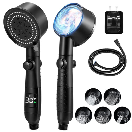 LCD Shower Head with Temperature Display High Pressure Adjustable Spray Modes
