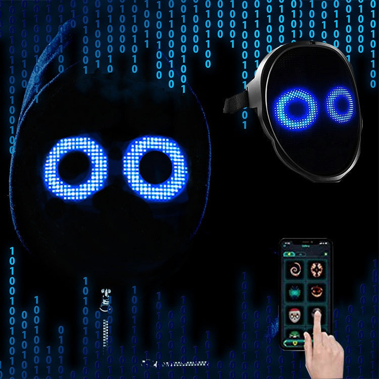 LED Face Mask for Halloween – Changing Face Light Mask, Rechargeable Party & Festival Accessory