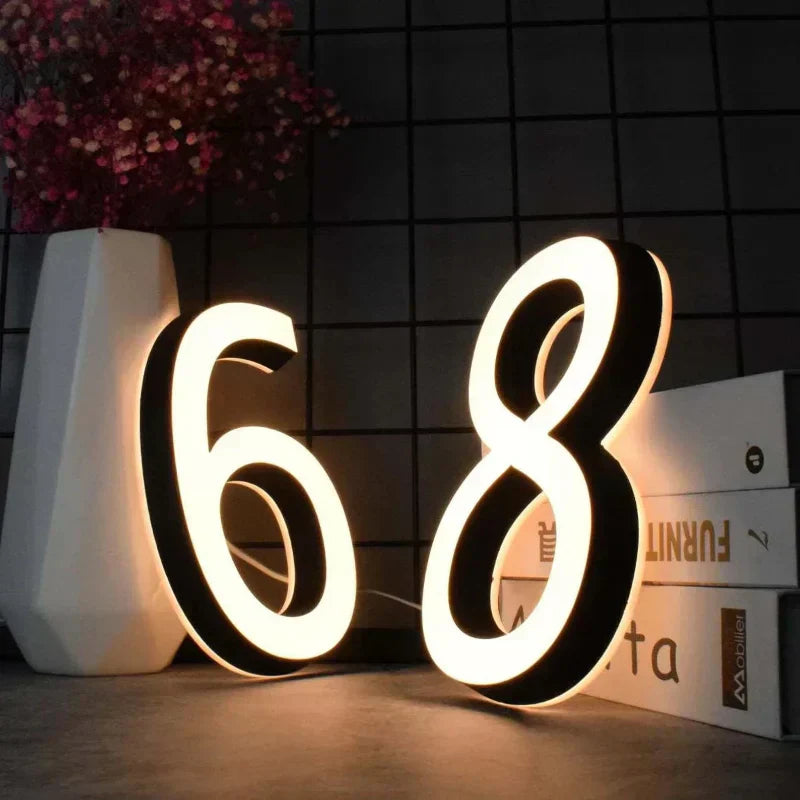 LED House Number Wall Light Outdoor Illuminated Address Sign Waterproof