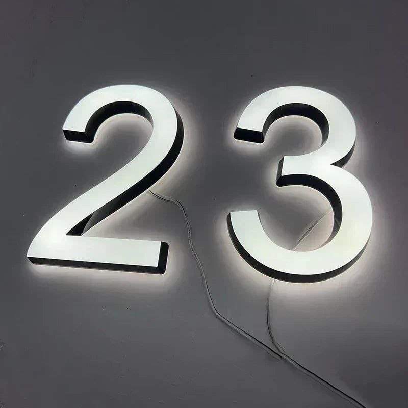 LED House Number Wall Light Outdoor Illuminated Address Sign Waterproof
