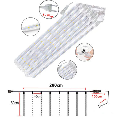 LED Meteor Shower Lights Waterproof Falling Rain Christmas Decoration
