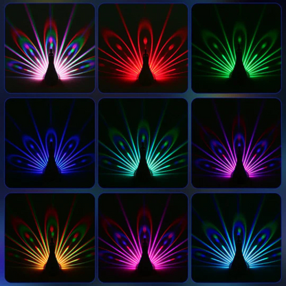 LED Peacock Projector Lamp Remote Control Colour Changing Ambient Light