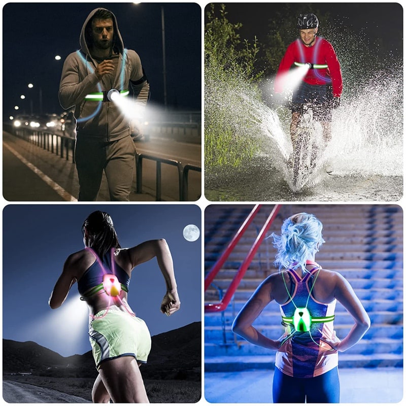 LED Running Safety Vest High Visibility Reflective Vest with Adjustable Light Colors