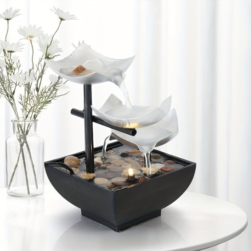 LED Tabletop Water Fountain Indoor Decorative Desk Waterfall Feature