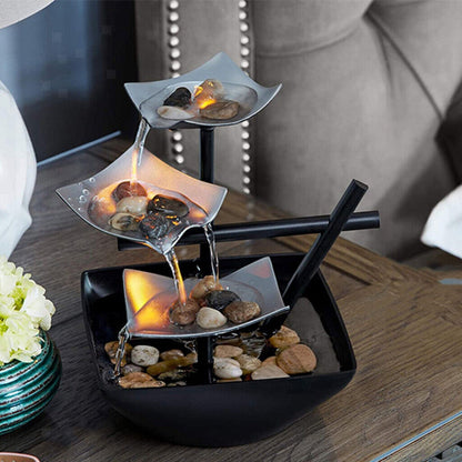 LED Tabletop Water Fountain Indoor Decorative Desk Waterfall Feature