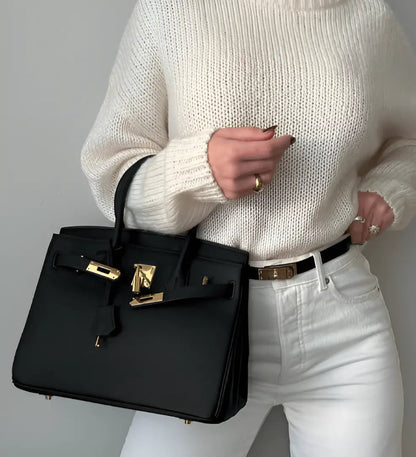 Large Elegant Handbag Women's PU Leather Spacious Shoulder Bag