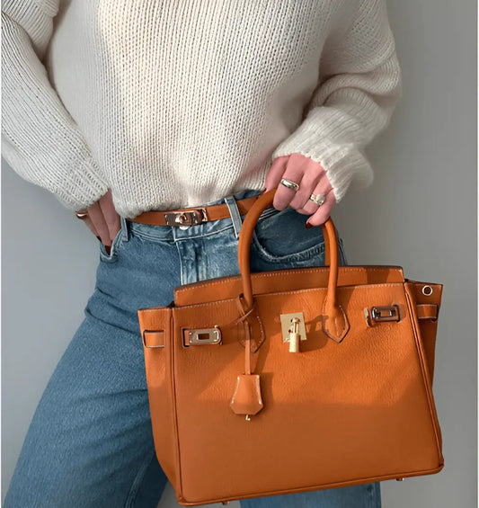 Large Elegant Handbag Women's PU Leather Spacious Shoulder Bag