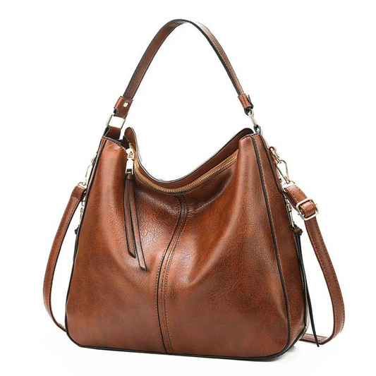 Large Shoulder Bag Women PU Leather Vintage Style Everyday Handbag