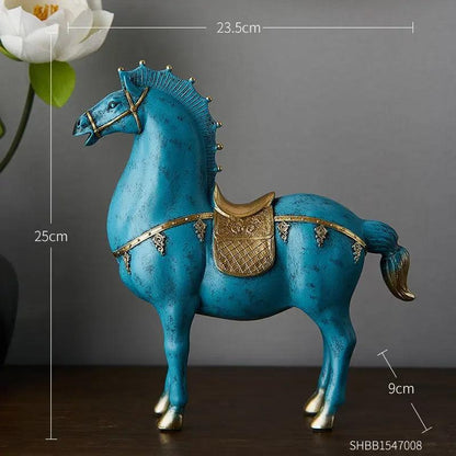 Living Room Horse Sculpture Elegant Resin Horse Statue Chinese Style Decor