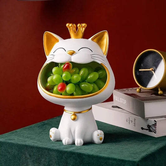 Lucky Cat Decorative Storage Box Maneki Neko Desk Organizer Coin Holder Home Decor