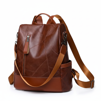 Brown leather backpack