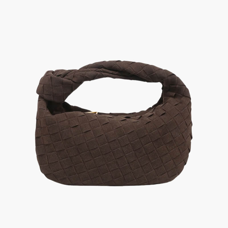 Facover – Women's Mini Suede Shoulder Bag with Woven Knot Design