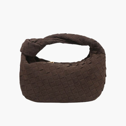 Facover – Women's Mini Suede Shoulder Bag with Woven Knot Design