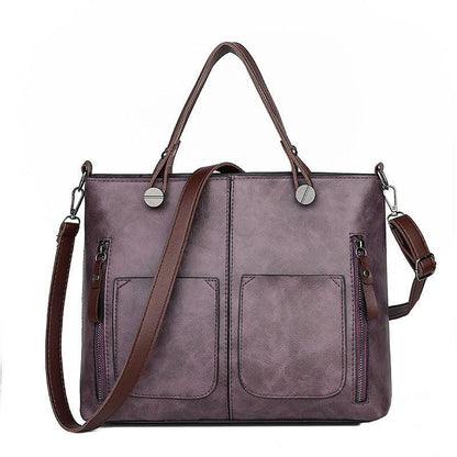 Facover – Women's Vintage PU Leather Shoulder Bag with Adjustable Crossbody Strap