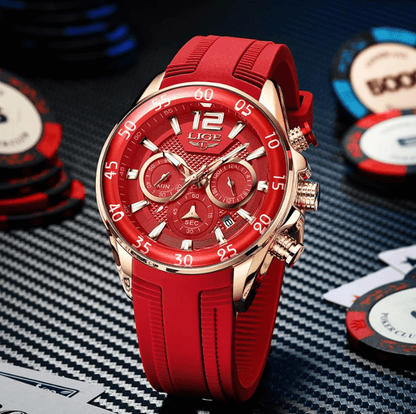 Luxury Chronograph Sports Watch – Men’s Quartz Silicone Strap Wristwatch