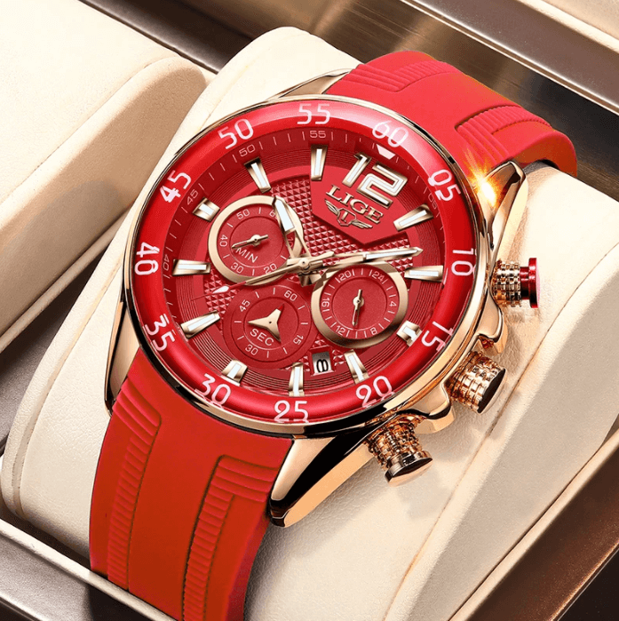 Luxury Chronograph Sports Watch – Men’s Quartz Silicone Strap Wristwatch