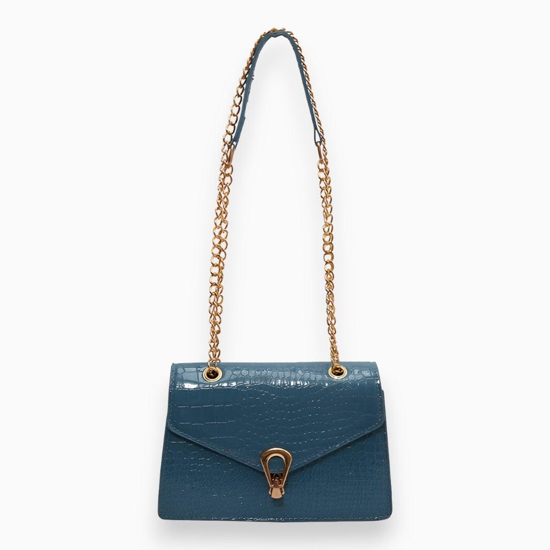 Luxury Crocodile Pattern Crossbody Shoulder Bag Buckle Lock Handbag Adjustable Strap Elegant Purse
