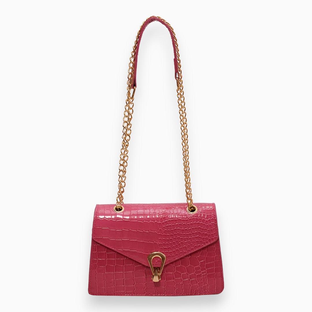 Luxury Crocodile Pattern Crossbody Shoulder Bag Buckle Lock Handbag Adjustable Strap Elegant Purse