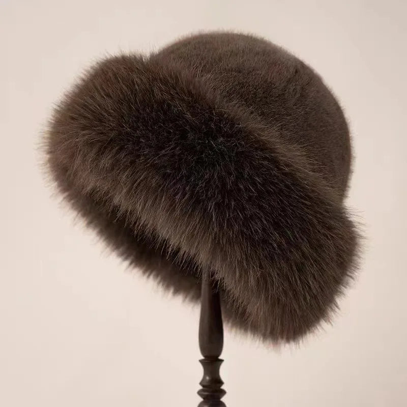 Luxury Faux Fur Hat Warm Plush Winter Headwear