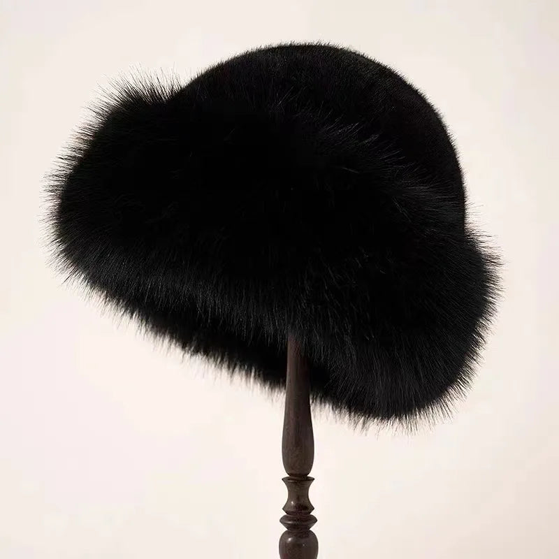 Luxury Faux Fur Hat Warm Plush Winter Headwear