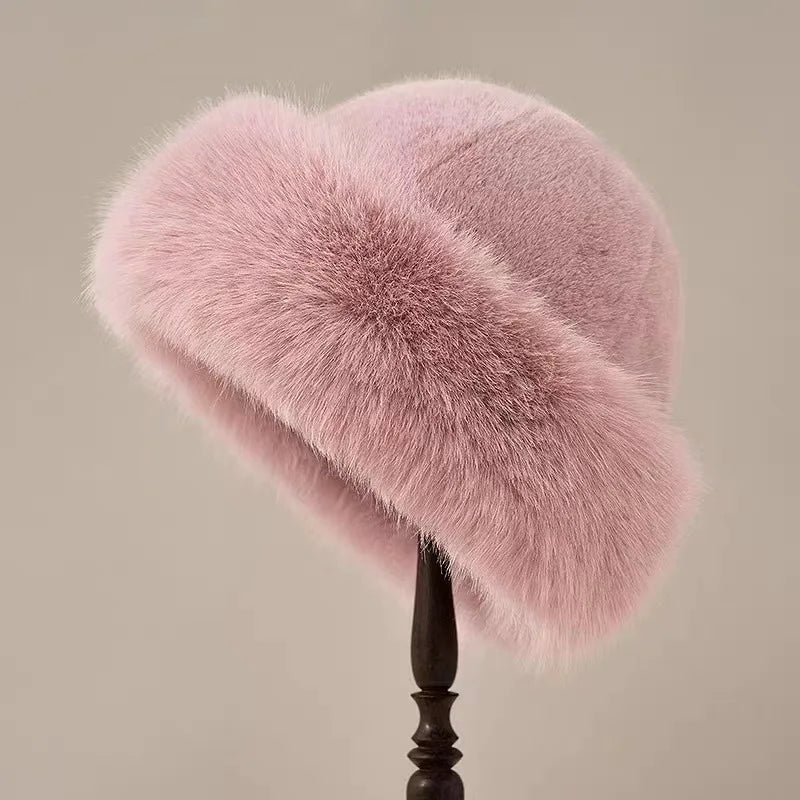 Luxury Faux Fur Hat Warm Plush Winter Headwear