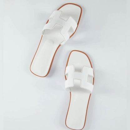 Luxury Flat Women Slippers Cut Out Design Slip On Comfort