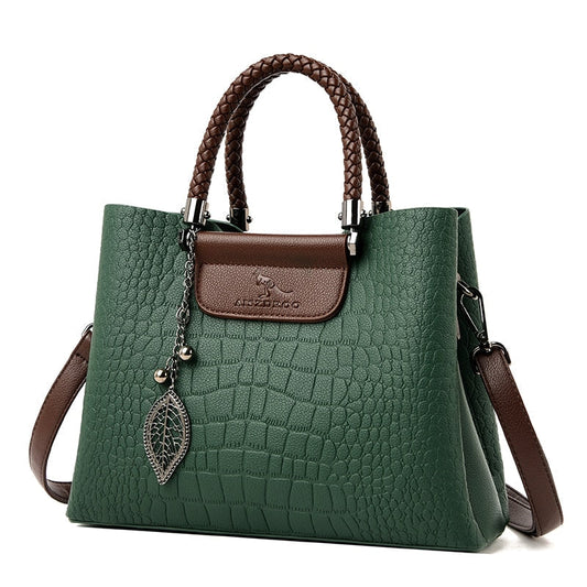 Luxury Leather Handbag Crocodile Embossed Women's Shoulder Bag Elegant Tote