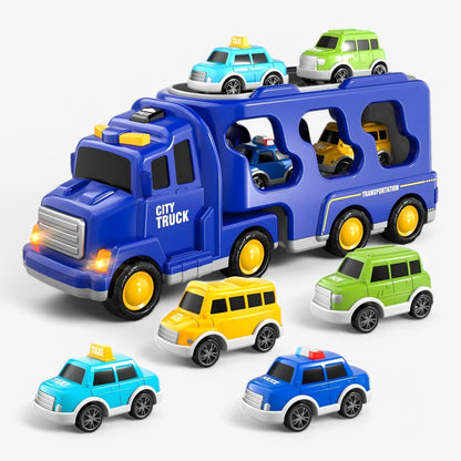 Magic Car City Truck Playset Lights Music Toy Storage