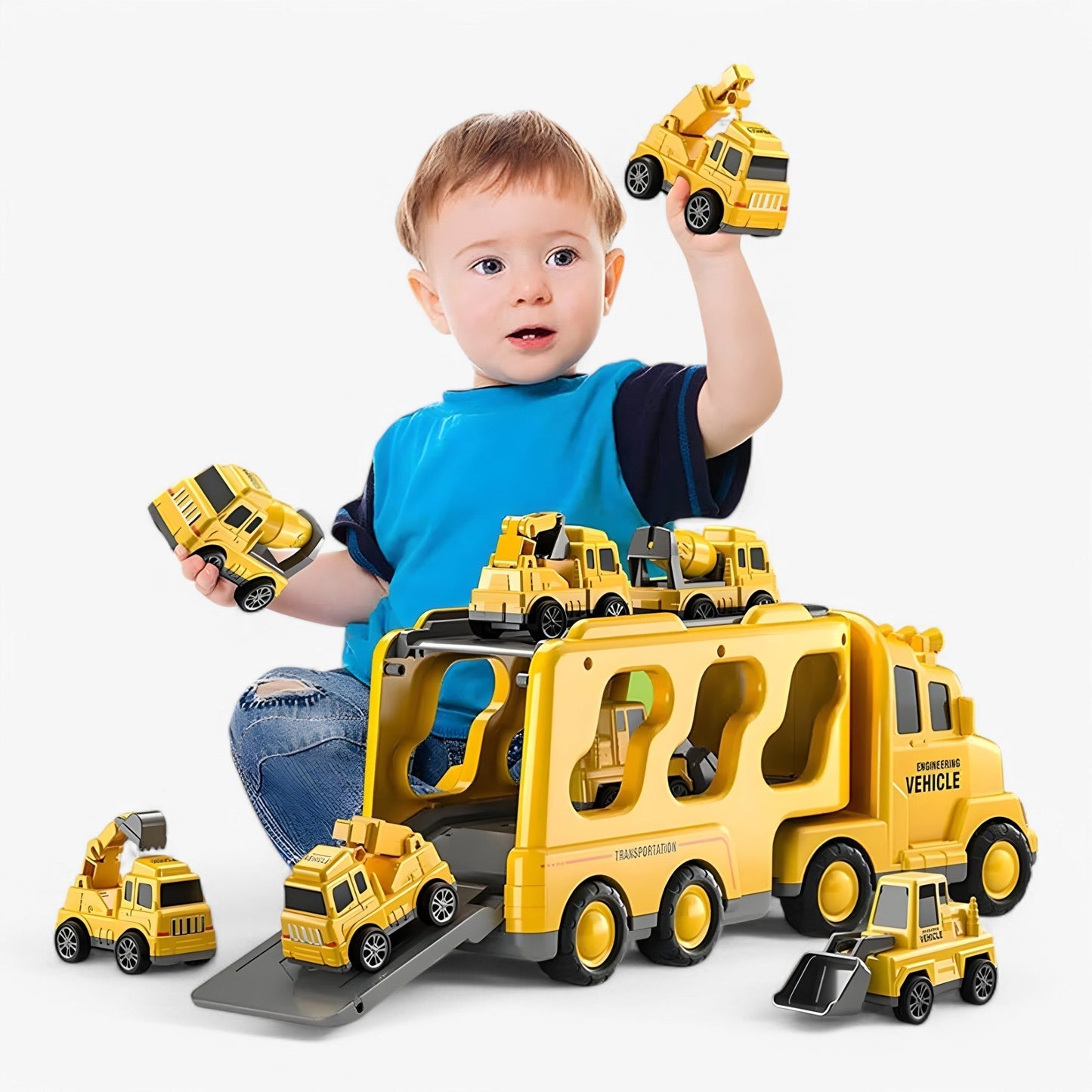 Magic Car City Truck Playset Lights Music Toy Storage